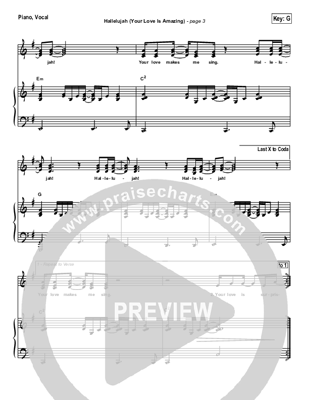 Hallelujah (Your Love Is Amazing) Piano/Vocal (Brian Doerksen)