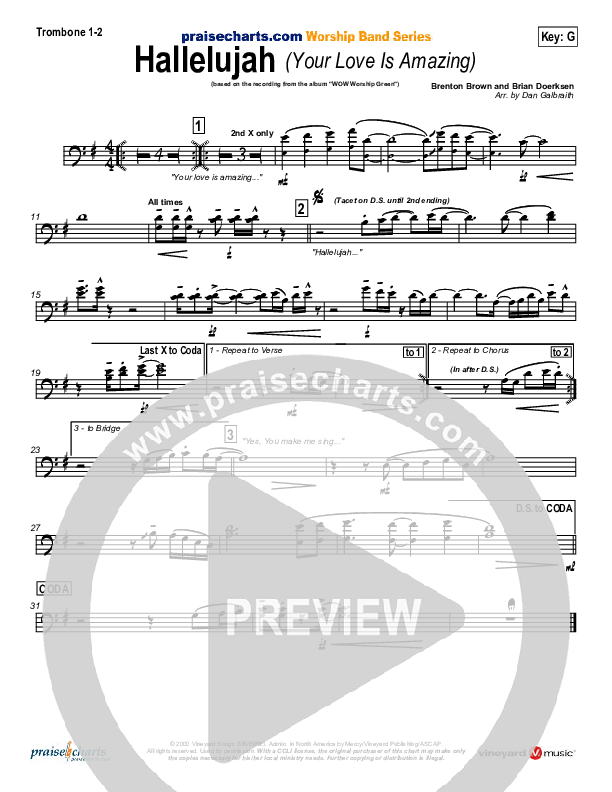 Hallelujah (Your Love Is Amazing) Trombone 1/2 (Brian Doerksen)