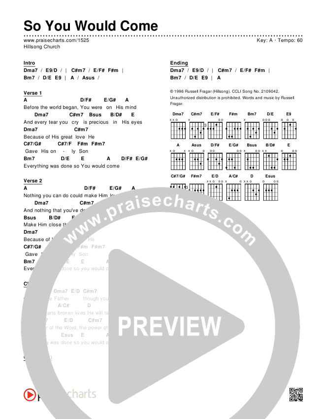 So You Would Come Chords & Lyrics (Hillsong Worship)