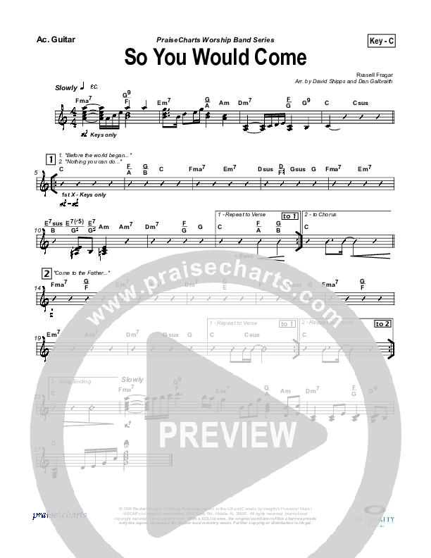 So You Would Come Rhythm Chart (Hillsong Worship)