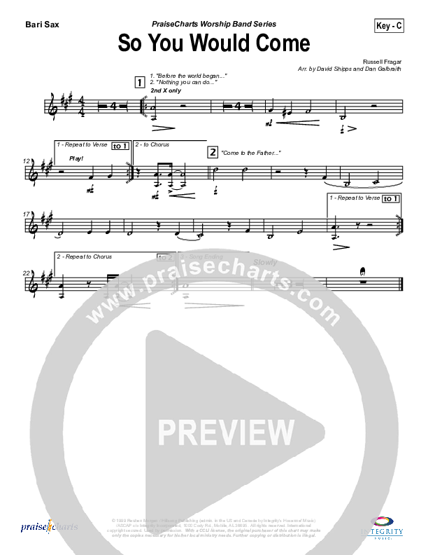 So You Would Come Bari Sax (Hillsong Worship)