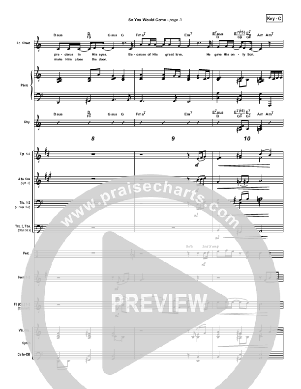 So You Would Come Conductor's Score (Hillsong Worship)