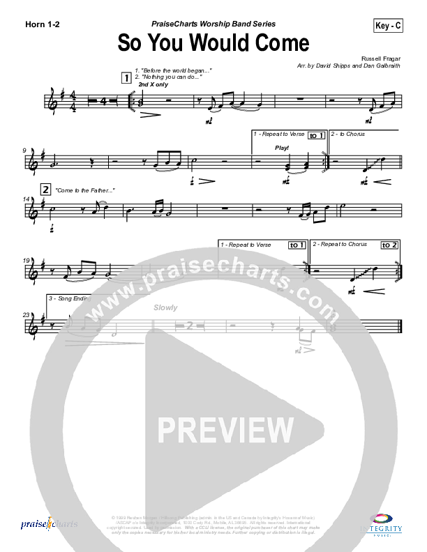 So You Would Come French Horn 1/2 (Hillsong Worship)