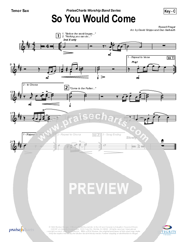 So You Would Come Tenor Sax 2 (Hillsong Worship)