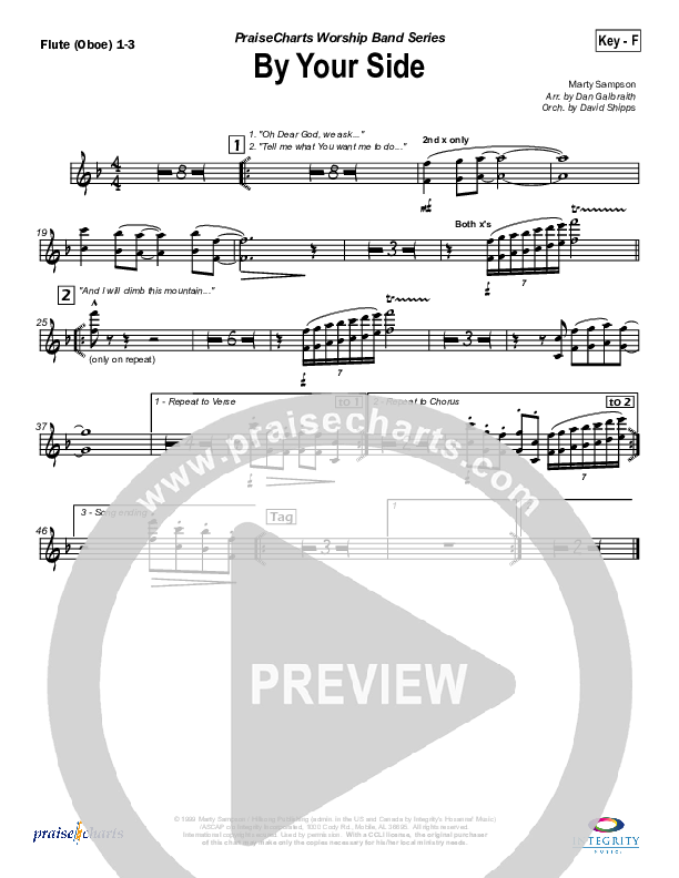 By Your Side Flute/Oboe 1/2/3 (Hillsong Worship)