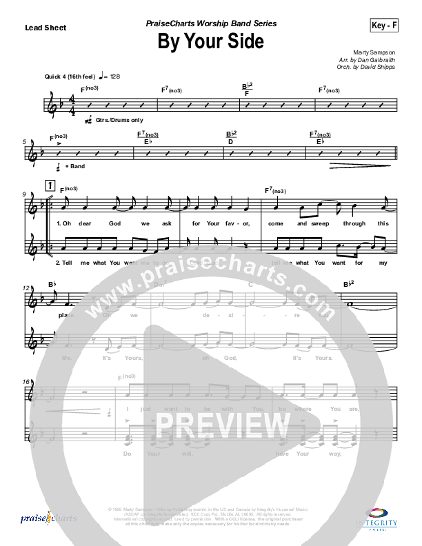 By Your Side Lead Sheet (Hillsong Worship)