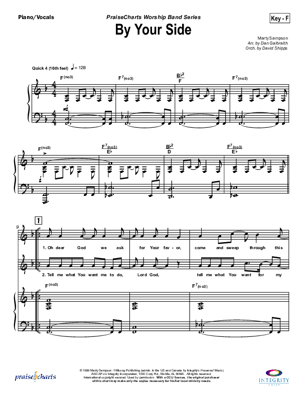 By Your Side Piano/Vocal (Hillsong Worship)