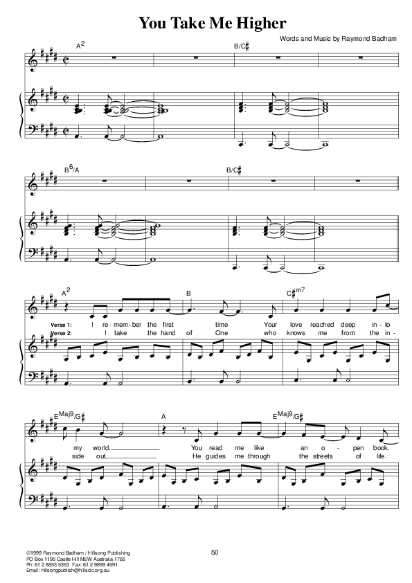 You Take Me Higher Lead & Piano (Hillsong UNITED)