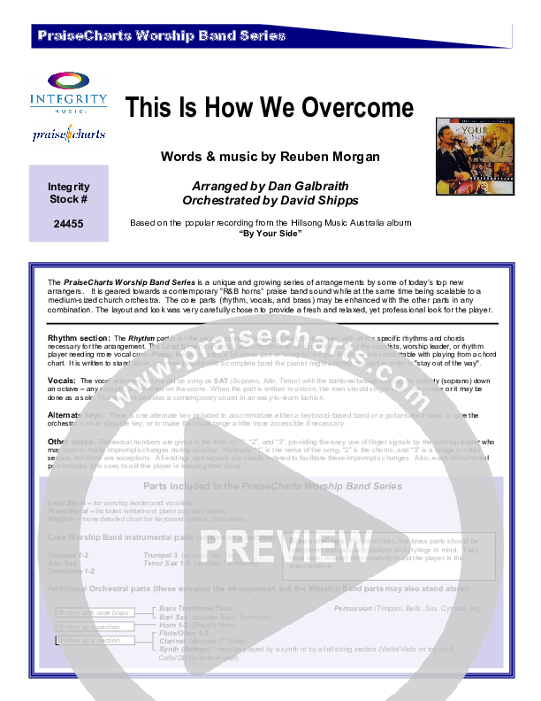 This is How We Overcome Cover Sheet (Hillsong Worship)