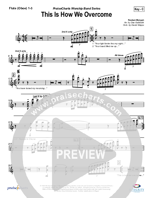 This is How We Overcome Flute/Oboe 1/2/3 (Hillsong Worship)