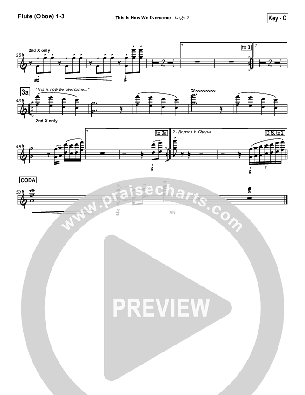This is How We Overcome Flute/Oboe 1/2/3 (Hillsong Worship)