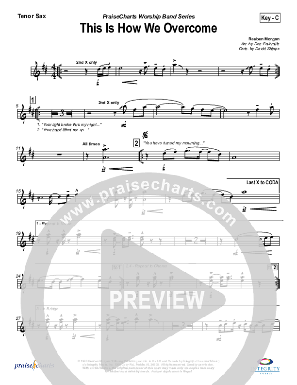 This is How We Overcome Tenor Sax 2 (Hillsong Worship)