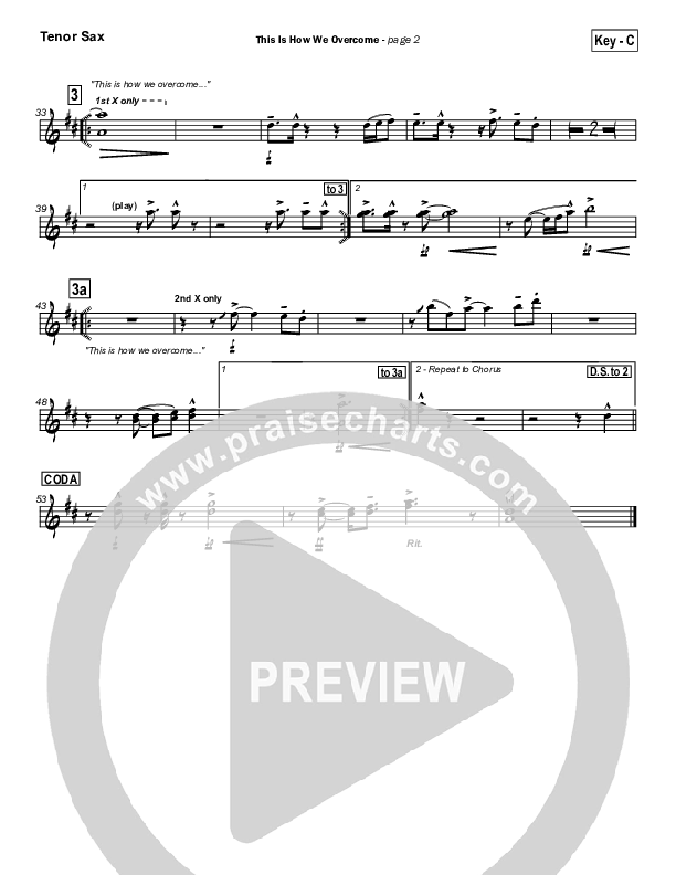 This is How We Overcome Tenor Sax 2 (Hillsong Worship)
