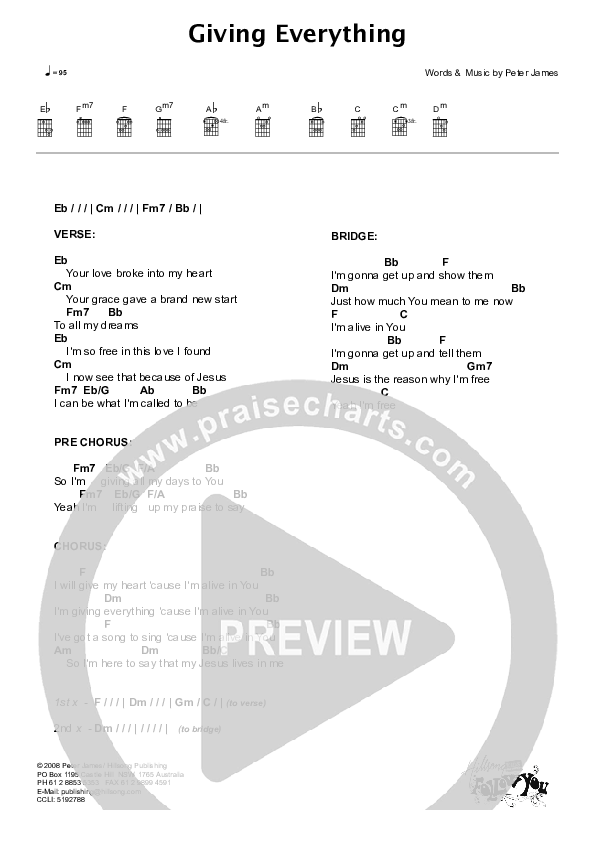 Giving Everything Chord Chart (Hillsong Kids)