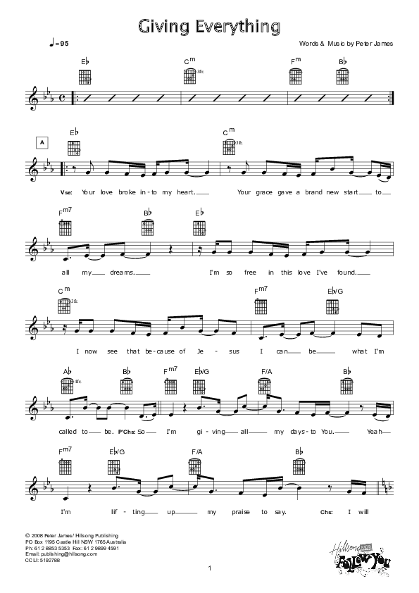 Giving Everything Lead Sheet (Hillsong Kids)