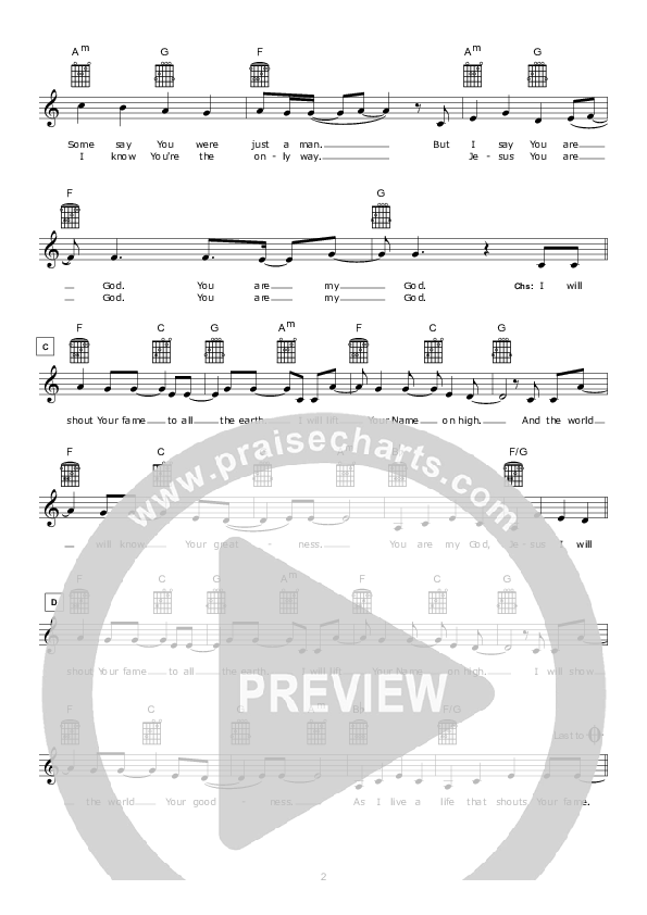 Shout Your Fame Lead Sheet (Hillsong Kids)