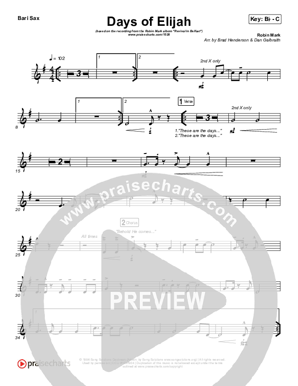 Days of Elijah Bari Sax (Robin Mark)