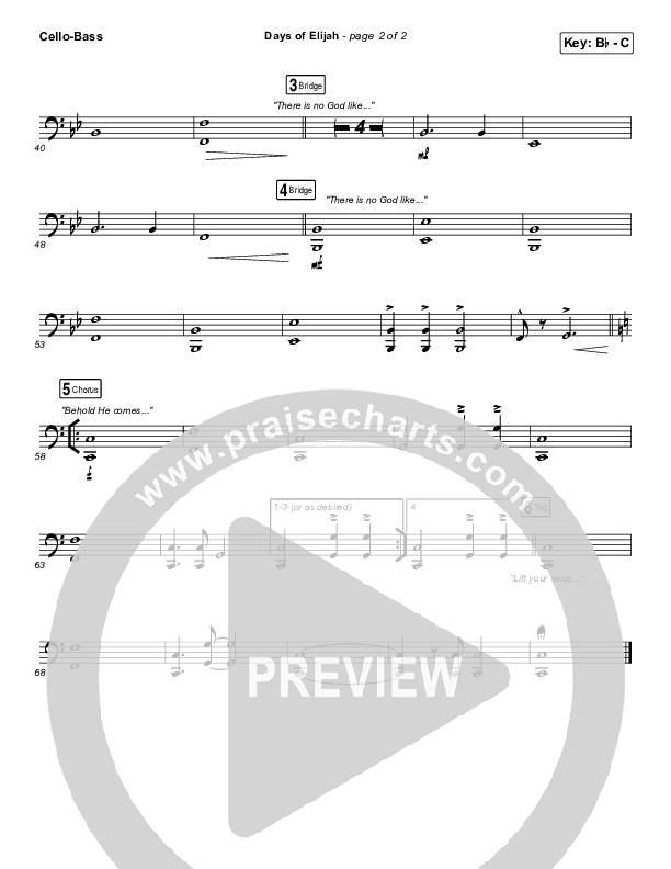 Days of Elijah Cello/Bass (Robin Mark)