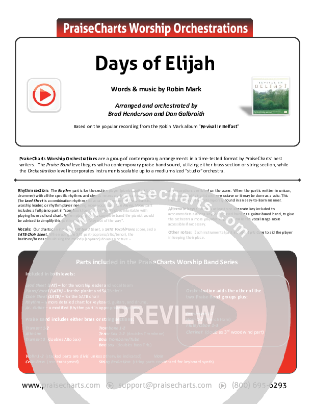 Days of Elijah Orchestration (Robin Mark)