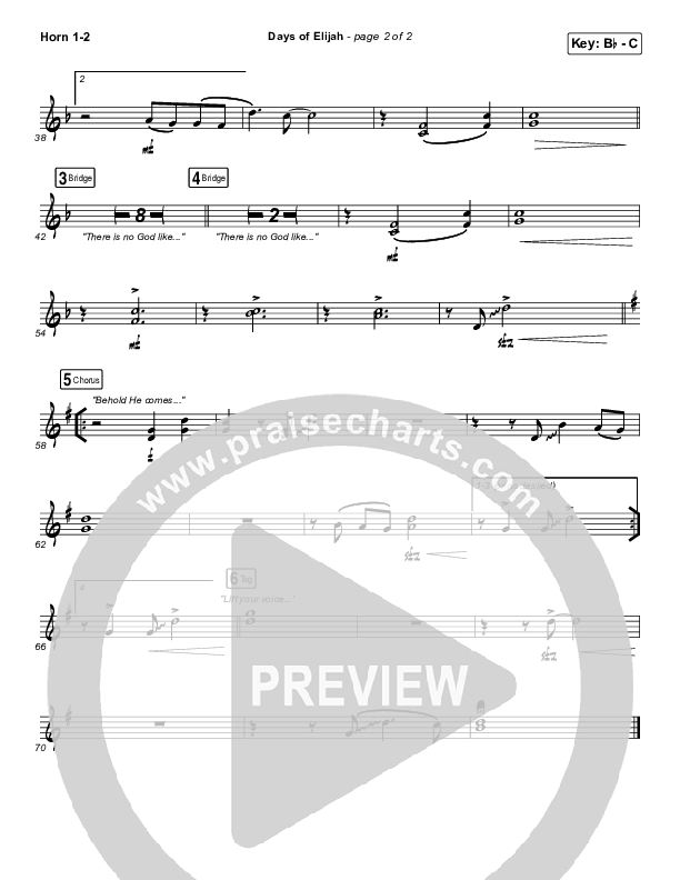 Days of Elijah French Horn 1/2 (Robin Mark)