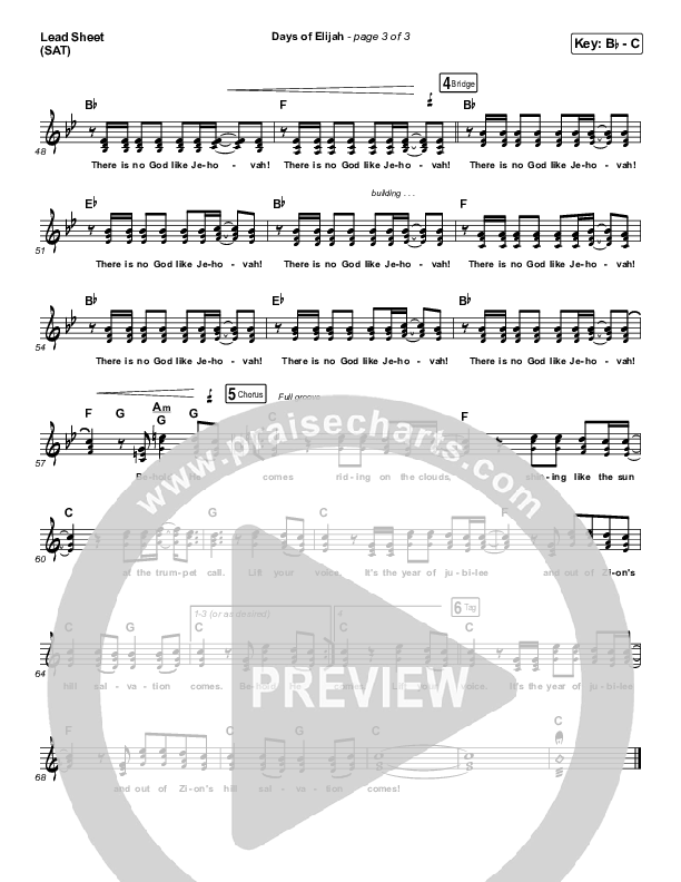 Days of Elijah Lead Sheet (SAT) (Robin Mark)