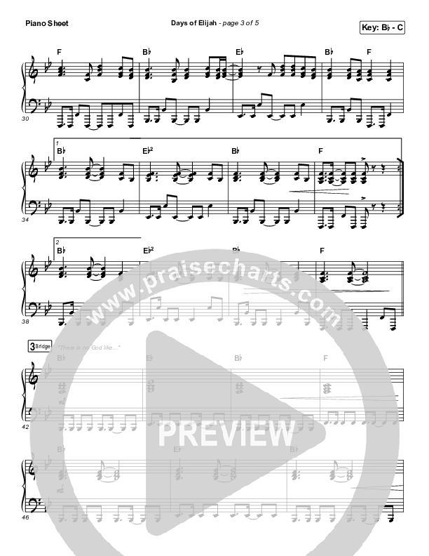 Days of Elijah Piano Sheet (Robin Mark)