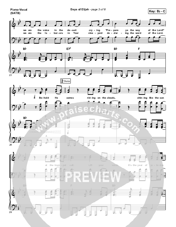 Days of Elijah Piano/Vocal (SATB) (Robin Mark)