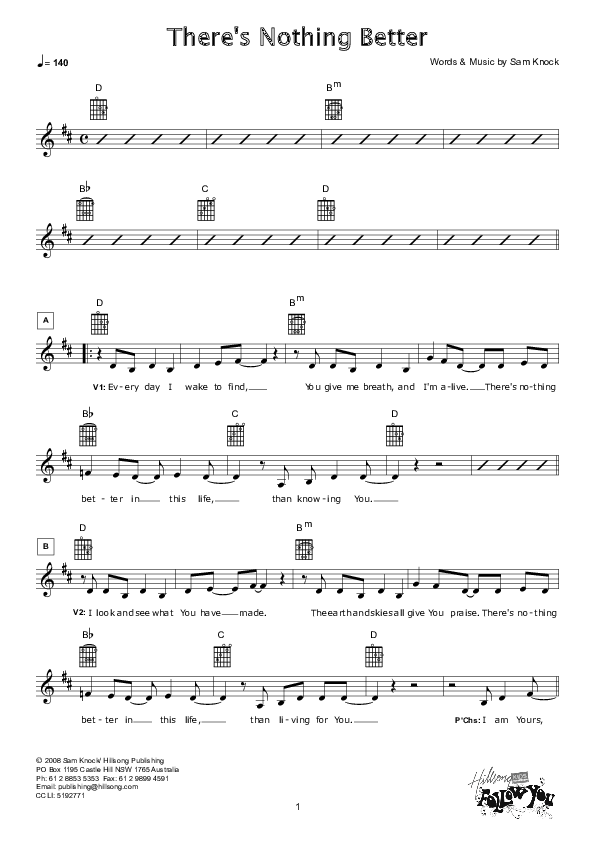 There's Nothing Better Lead Sheet (Hillsong Kids)