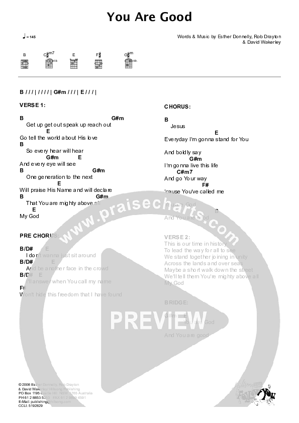 You Are Good Chords & Lyrics (Hillsong Kids)