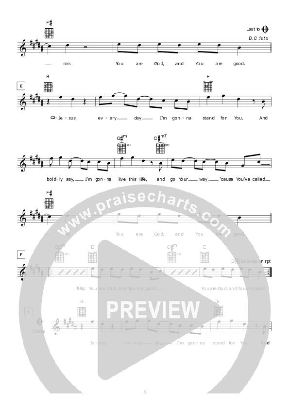 You Are Good Lead Sheet (Hillsong Kids)