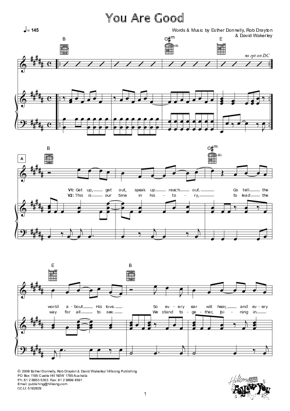 You Are Good Lead & Piano (Hillsong Kids)