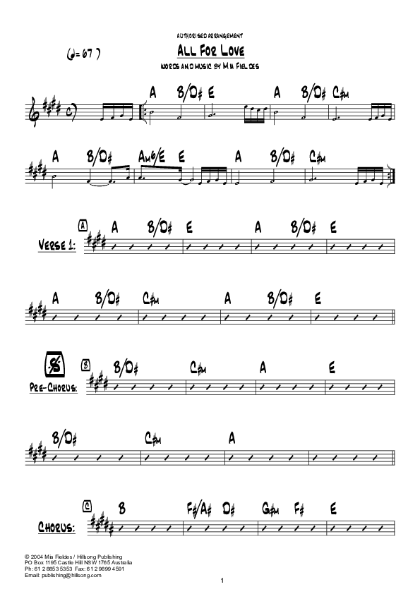 All For Love Chord Chart (Hillsong Worship)