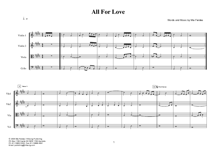 All For Love Conductor's Score (Hillsong Worship)
