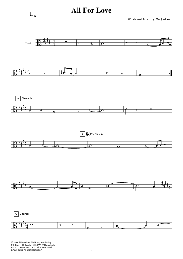 All For Love Viola (Hillsong Worship)