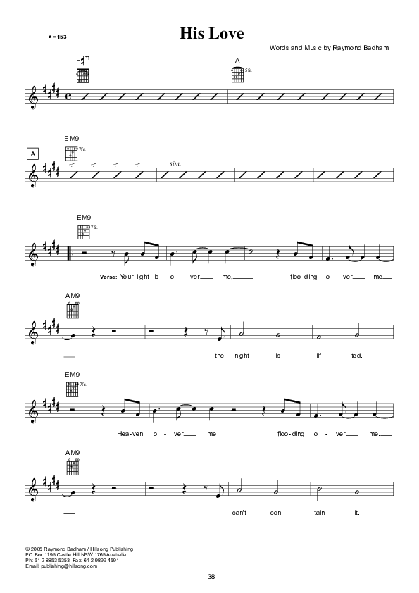 His Love Lead Sheet (Hillsong Worship)