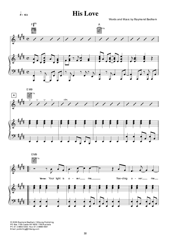 His Love Piano/Vocal (Hillsong Worship)