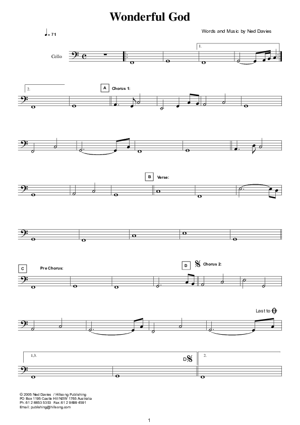 Wonderful God Cello (Hillsong Worship)