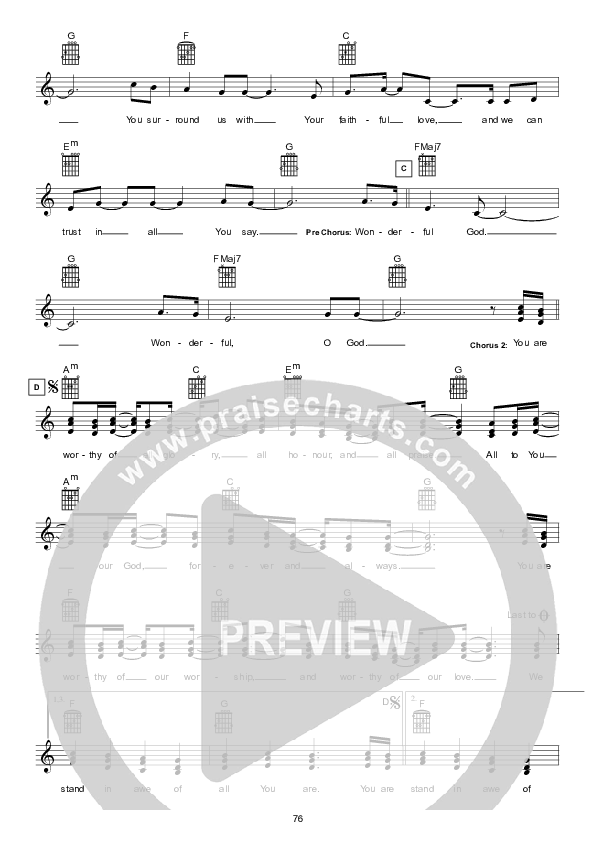 Wonderful God Lead Sheet (Hillsong Worship)