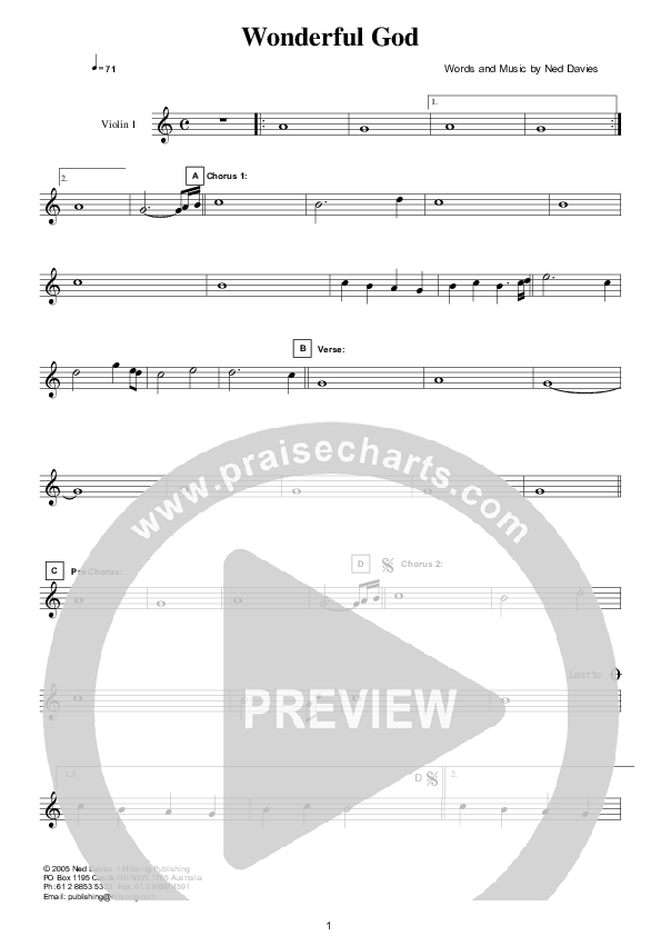 Wonderful God Violin 1 (Hillsong Worship)