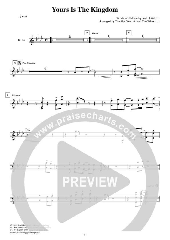 Yours Is The Kingdom Bb Instruments (Hillsong Worship)