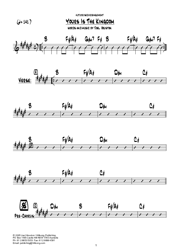 Yours Is The Kingdom Chord Chart (Hillsong Worship)