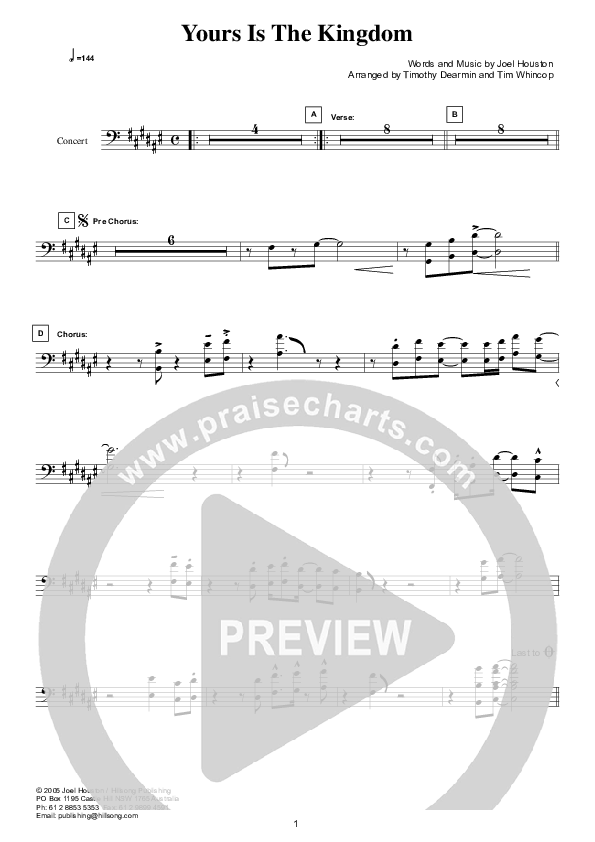 Yours Is The Kingdom Double Bass (Hillsong Worship)