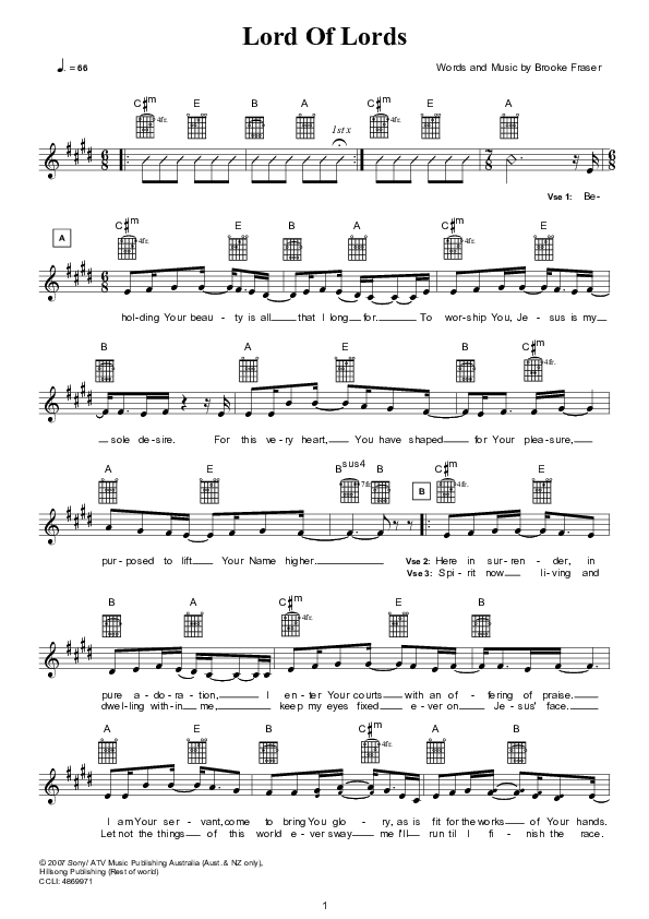 Lord Of Lords Lead Sheet (Hillsong Worship)