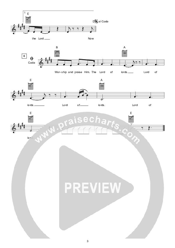 Lord Of Lords Lead Sheet (Hillsong Worship)