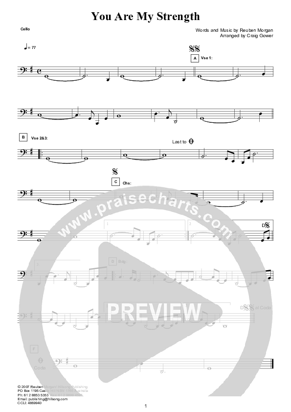 You Are My Strength Cello (Hillsong Worship)