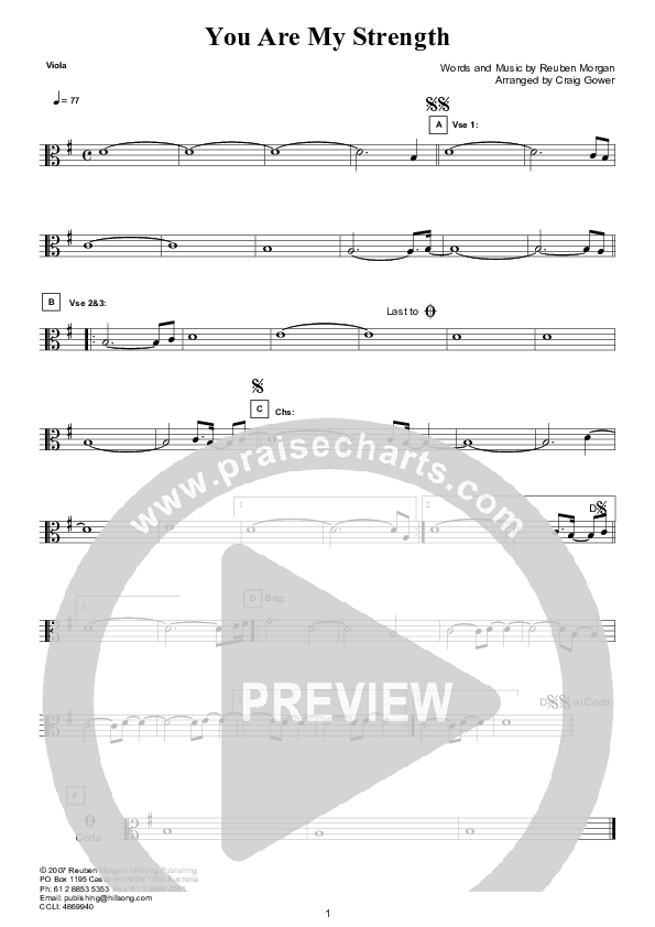 You Are My Strength Viola (Hillsong Worship)