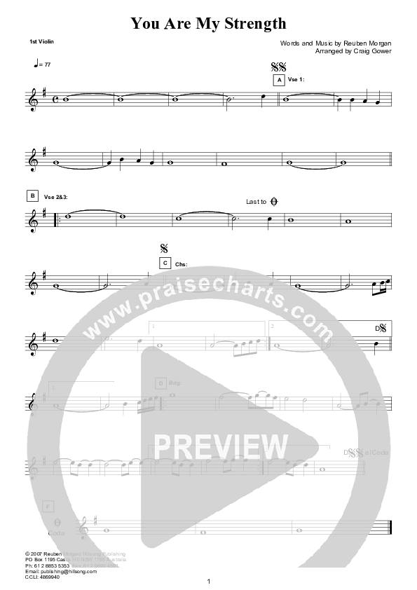 You Are My Strength Violin 1 (Hillsong Worship)