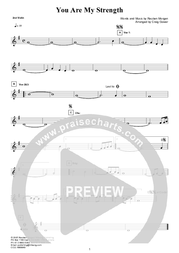 You Are My Strength Violin 2 (Hillsong Worship)