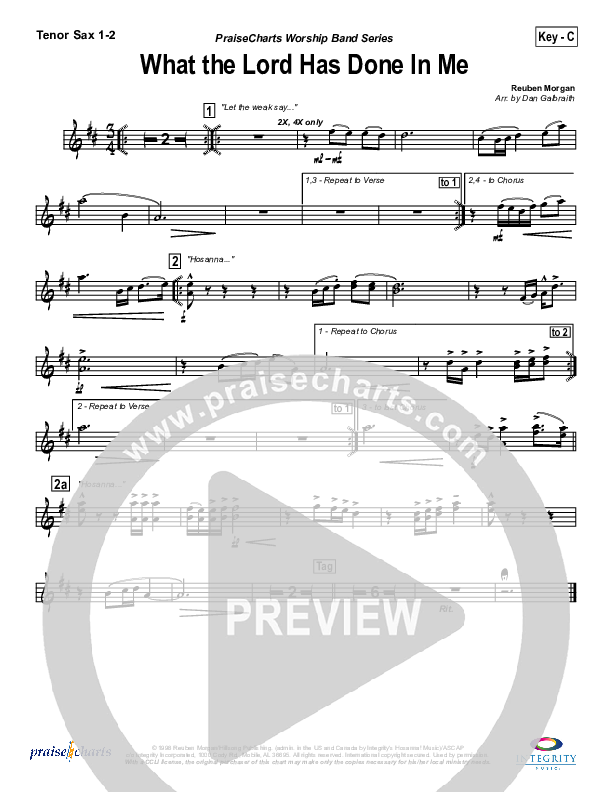 What The Lord Has Done In Me Tenor Sax 1/2 (Hillsong Worship)