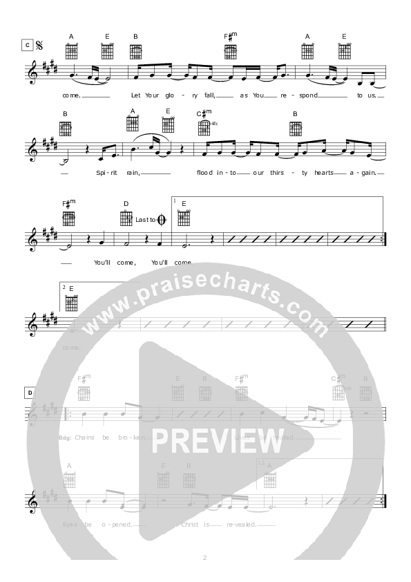 You'll Come Lead Sheet (Hillsong Worship)